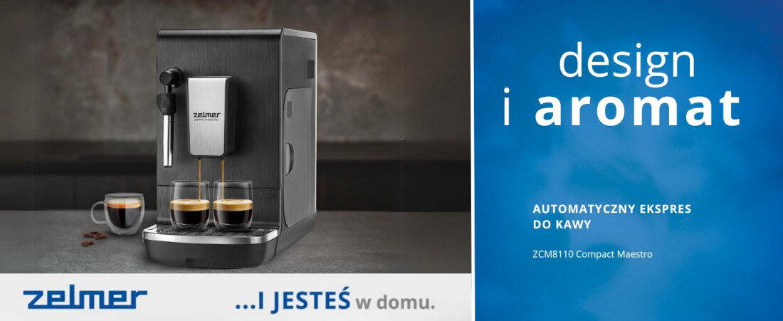 Ekspres ZELMER Compact Maestro ZCM8110 wygląd design tło prezentacja wizualizacja Smak kawy jak z kawiarni