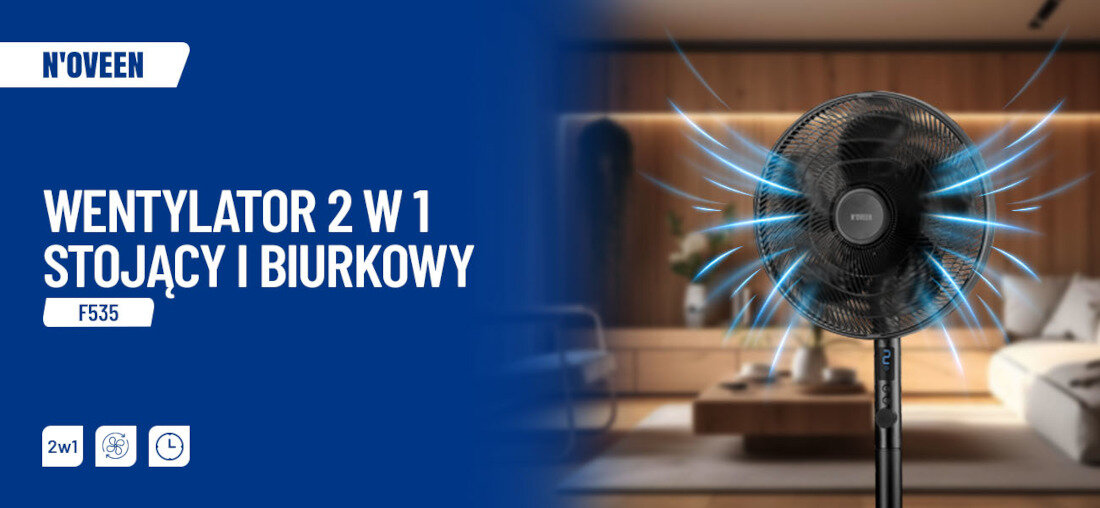 Wentylator NOVEEN F535 wygląd prezentacja wizualizacja design tło