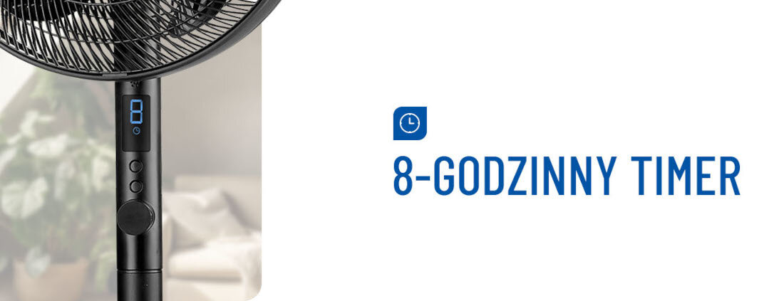 Wentylator NOVEEN F535 8-godzinny timer zaplanowanie czasu pracy komfortowy sen oszczędność energii