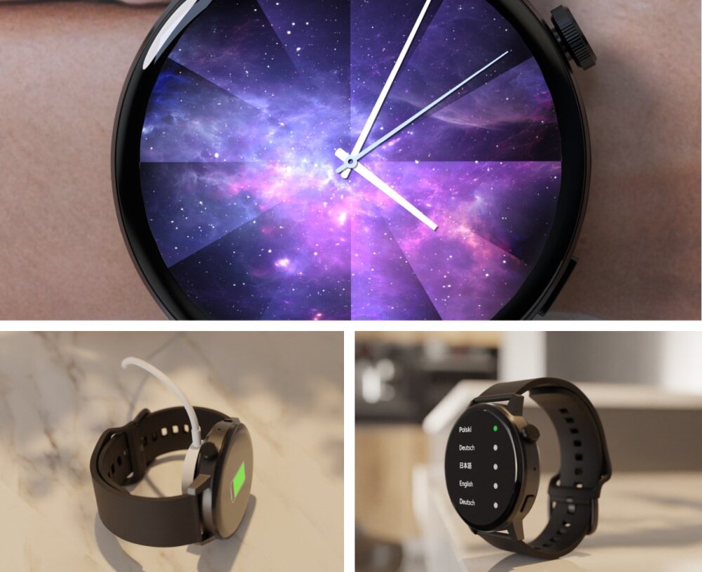 Smartwatch FOREVER Forevive 4 SB-350 ekran bateria czujniki zdrowie sport pasek ładowanie pojemność rozdzielczość łączność sterowanie krew puls rozmowy smartfon aplikacja