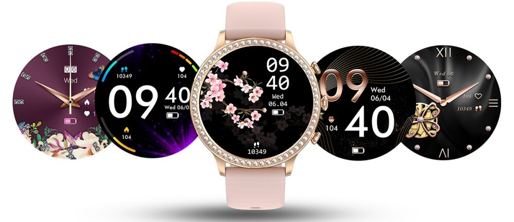SMARTWATCH MANTA DIAMOND LUSSO ekran bateria czujniki zdrowie sport pasek ładowanie pojemność rozdzielczość łączność sterowanie krew puls rozmowy smartfon aplikacja