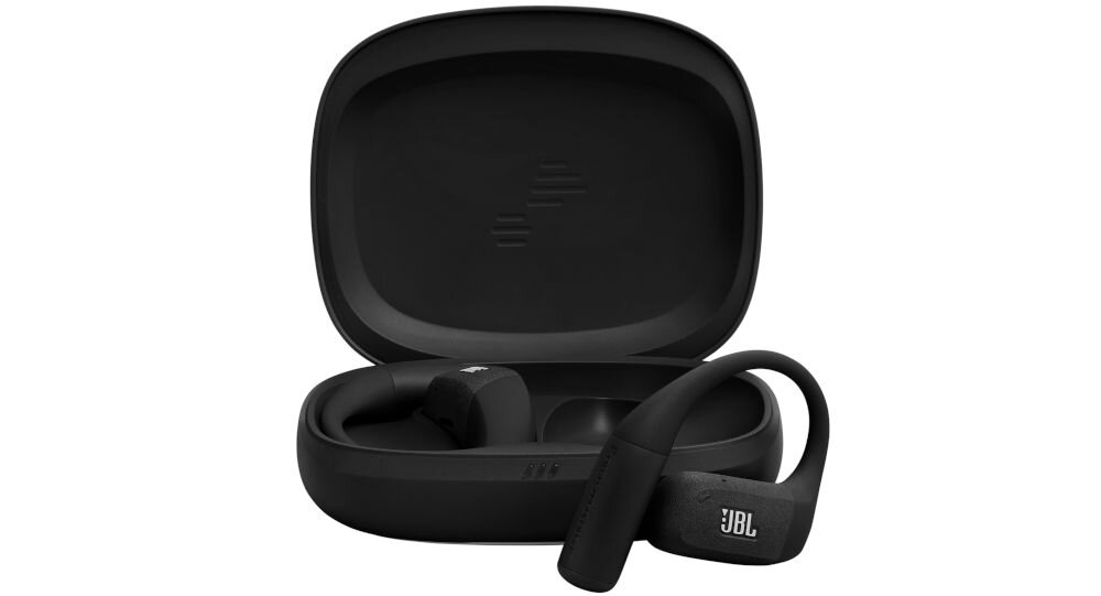 JBL Endurance Zone silikonowa konstrukcja wygoda niska waga 9,5 gram, słuchawki z etui ładującym od frontu na białym tle