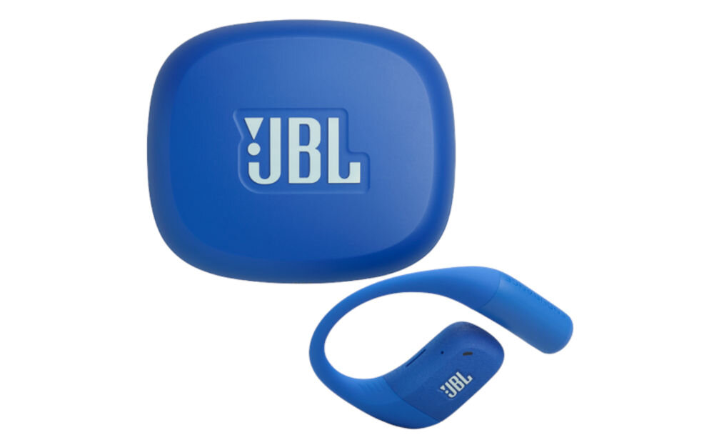 JBL Endurance Zone Bluetooth 5.4 stabilne połączenie niska moc nadajnika, słuchawki z etui ładującym od frontu na białym tle