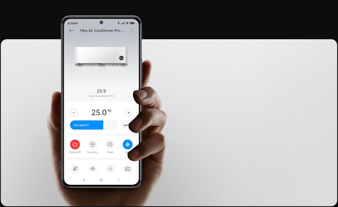 Klimatyzator Split, Pompa ciepła powietrze - powietrze XIAOMI Mijia Air Conditioner Pro Eco 2.6 kW ASH-09WO / N1C3-EU Inteligentne sterowanie i pełna kontrola z aplikacją Xiaomi Home zdalne sterowanie z dowolnego miejsca Ustaw temperaturę, harmonogramy pracy tryby działania z asystentami głosowymi Google Assistant w czasie rzeczywistym