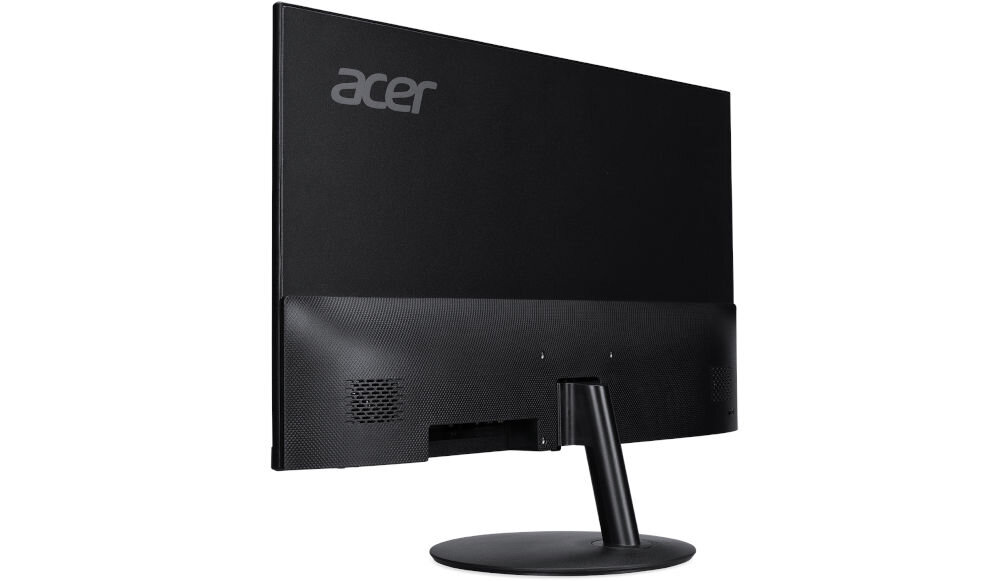 Monitor ACER SA322QUEBMIPX 31.5 cala 2560x1440px IPS 100Hz 1 [VRB] prezentacja monitora od tyłu pod kątem na białym tle dwa głośniki 1W bez potrzeby podłączania dodatkowego sprzętu audio
