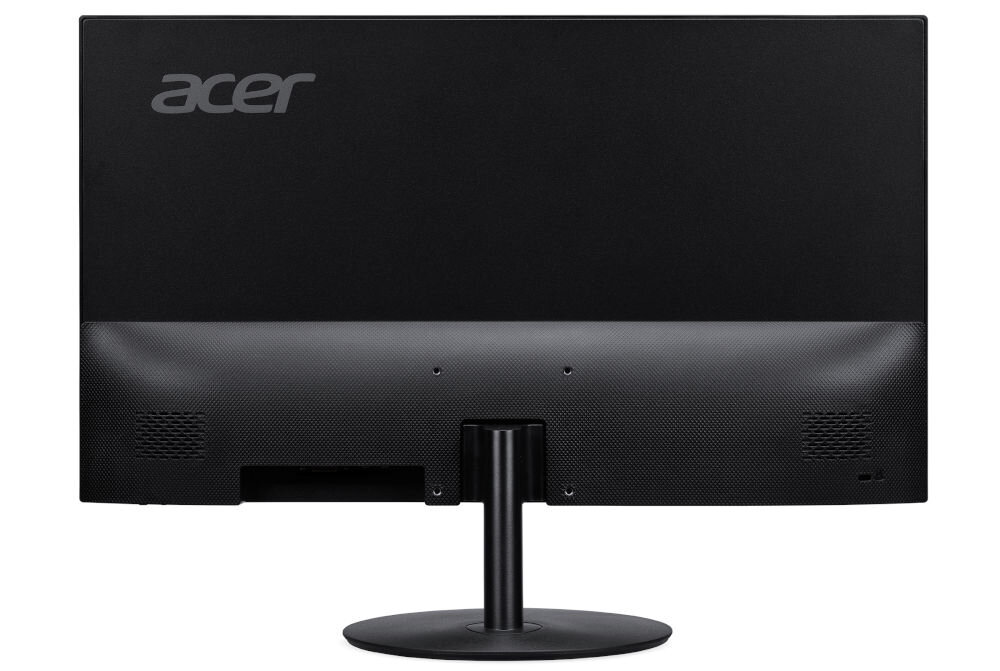 Monitor ACER SA322QUEBMIPX 31.5 cala 2560x1440px IPS 100Hz 1 [VRB] prezentacja monitora od tyłu na białym tle VESA 75 mm łatwe stabilne przymocowanie oszczędność miejsca uchwyt biurkowy VESA zwiększa powierzchnię roboczą dopasowanie ustawienia ekranu organizacja pracy