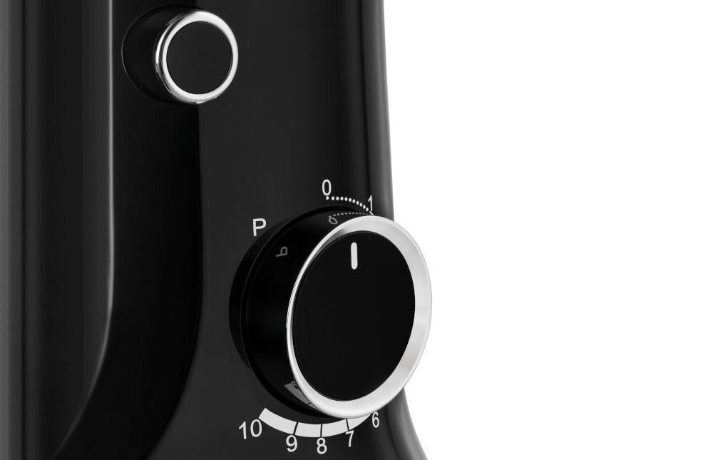 Czarny panel z pokrętłem regulacji, oznaczeniami od 0 do 10 oraz literą P. Pokrętło ma srebrną obwódkę i białą kreskę wskazującą ustawienie.