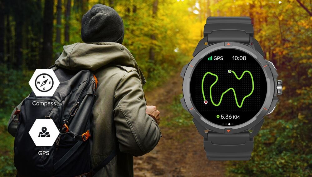 Smartwatch HAMMER Watch 2 wbudowany kompas precyzyjna nawigacja dwuzakresowy gps