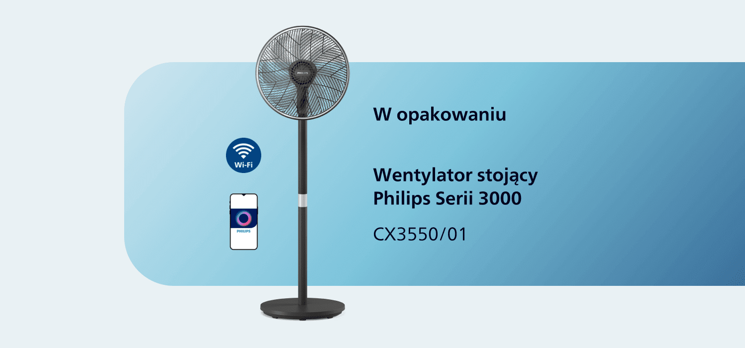 W opakowaniu czarny wiatrak stojący CX3550/01 W opakowaniu czarny wiatrak stojący CX3550/01