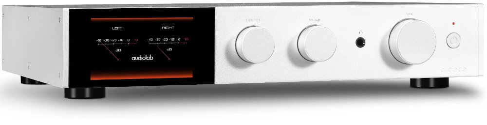 Audiolab 9000A wzmacniacz mocy 100W 160W CFB stabilność termiczna kontrola, wzmacniacz od tyłu na białym tle