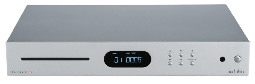 Odtwarzacz CD AUDIOLAB 6000 CDT wytrzymała konstrukcja stabilne ładowanie płyt, odtwarzacz CD od frontu na białym tle