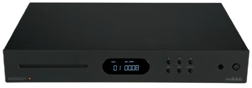 Odtwarzacz CD AUDIOLAB 6000 CDT niski pobór mocy ekonomiczne użytkowanie, odtwarzacz CD od frontu na białym tle