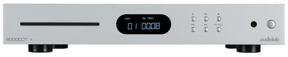 Odtwarzacz CD AUDIOLAB 6000 CDT częstotliwość próbkowania 44,1 kHz, odtwarzacz CD od frontu na białym tle