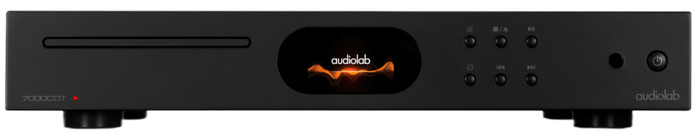 AUDIOLAB 7000 CDT oscylator krystaliczny niski jitter stabilny sygnał, odtwarzacz CD od frontu na białym tle