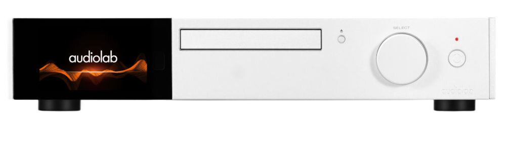 AUDIOLAB 9000CDT izolacja od wibracji aluminiowa obudowa zasilacz, Odtwarzacz CD od frontu na białym tle