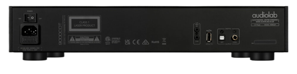 AUDIOLAB 9000CDT cyfrowe wyjścia koncentryczne optyczne niska impedancja, Odtwarzacz CD od tyłu na białym tle