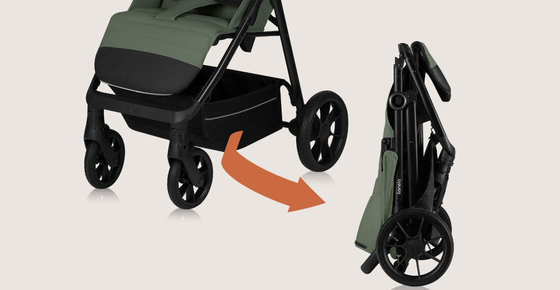 Wózek spacerowy LIONELO Iva Zielony Łatwość obsługi i przechowywania Składanie wózka jest szybkie i intuicyjne ułatwienie transport przechowywanie