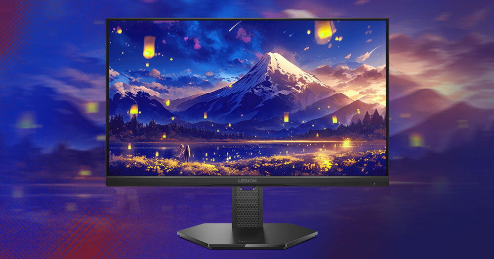 Monitor LENOVO Legion 25-10 24.5 cala 1920x1080px IPS 320Hz 0.5 [MPRT]  
					prezentacja monitora na fioletowym tle z gradientem na ekranie krajobraz górski wychodzący poza ekran
					rozmiar przekątna FHD zaprojektowany z myślą o wymaganiach e-sportu szczegółowy obraz ułatwia koncentrację na strategii