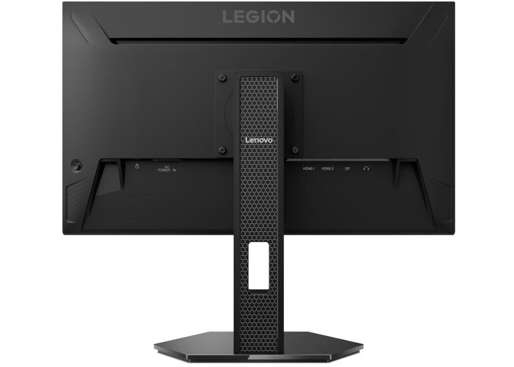 Monitor LENOVO Legion 25-10 24.5 cala 1920x1080px IPS 320Hz 0.5 [MPRT] prezentacja monitora od tyłu na białym tle VESA 100 mm łatwe stabilne przymocowanie oszczędność miejsca uchwyt biurkowy VESA zwiększa powierzchnię roboczą dopasowanie ustawienia ekranu organizacja pracy