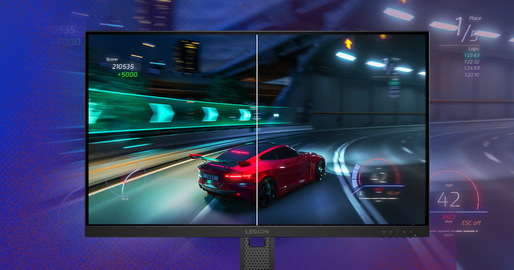 Monitor LENOVO Legion 27-10 27 cali 1920x1080px IPS 240Hz 0.5 [MPRT] 	
					Zbliżenie na ekran monitora Lenovo Legion z wyścigową grą
					częstotliwość odświeżania ruchy w grze wyświetlane bez zauważalnych przerw wsparcie dla graczy płynny obraz