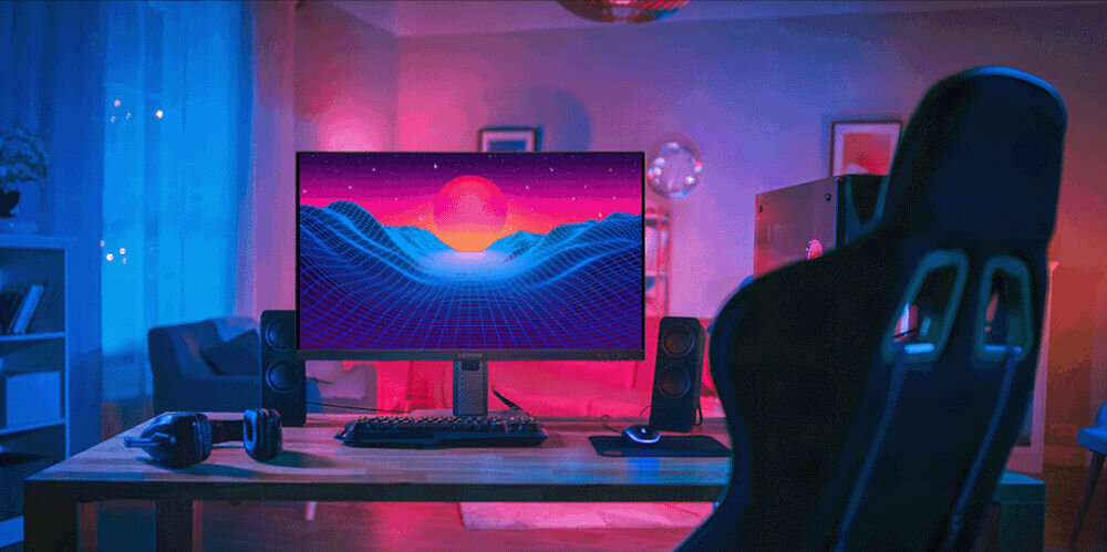 Monitor LENOVO Legion 27-10 27 cali 1920x1080px IPS 240Hz 0.5 [MPRT] 	
					prezentacja monitora na biurku w pokoju obok myszka klawiatura komputer głośniki słuchawki kolorowa poświata w tle
					czas reakcji szybkie reakcje w dynamicznych scenach ograniczenie smużenia