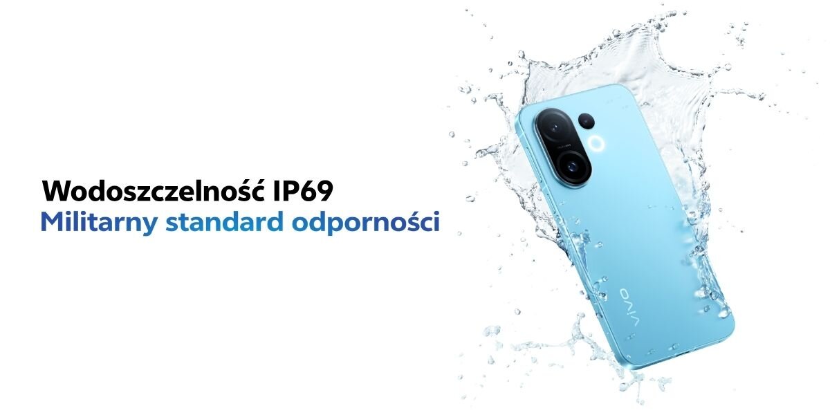 smartfon X200 FE zachlapany wodą. Urządzenie odporne na zachlapania zgodnie z normą IP69 Wzmocnione szkło odporność militarny certyfikat