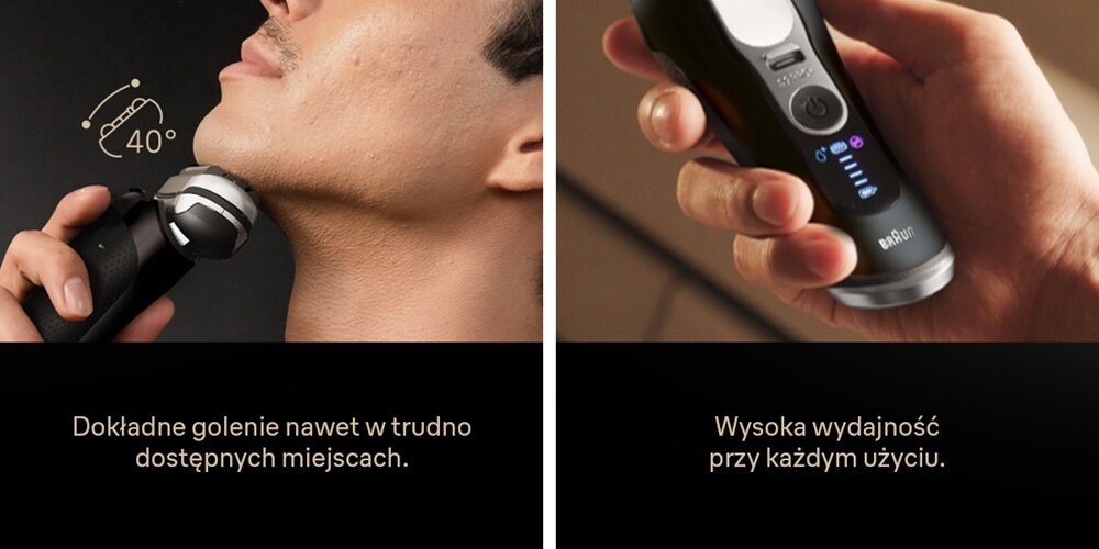 Golarka BRAUN Seria 9 9610S Na mokro i sucho dopasowujaca się głowica, elegancki wyświetlacz, lepszy odczyt nformacji