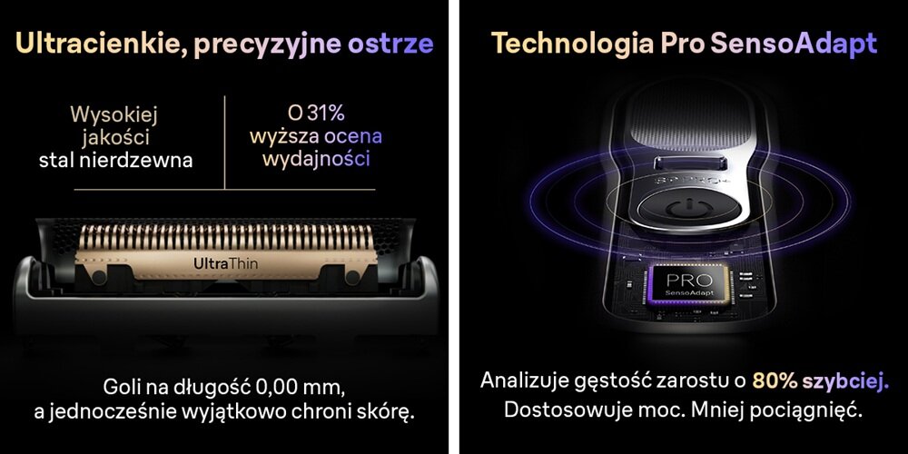Golarka BRAUN Seria 9 9675CC Na mokro i sucho ultracienkie ostrza, stal nierdzewna, bardziej efektywne, technologia pro sensoadapt