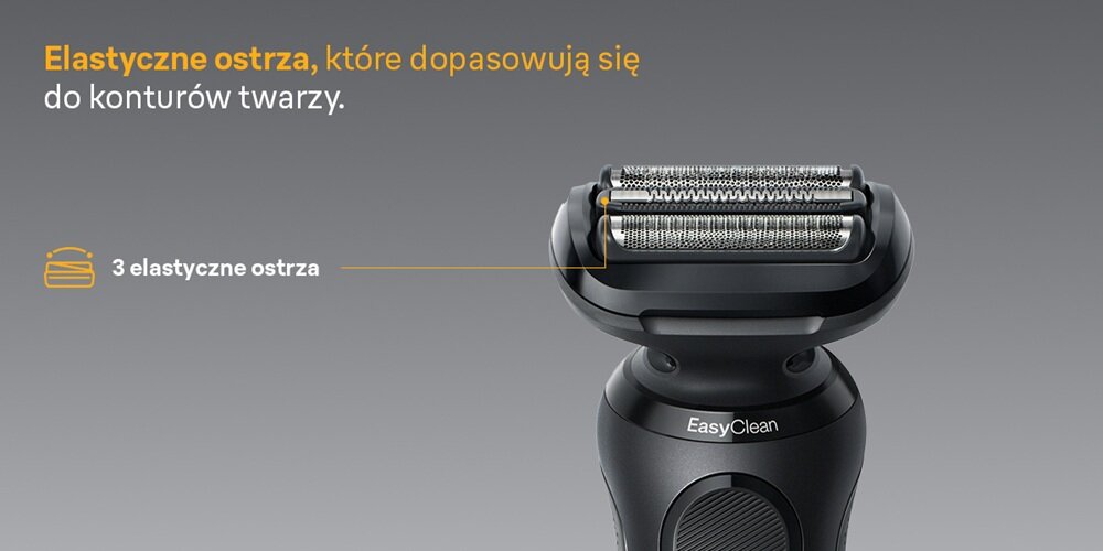 Golarka BRAUN Seria 5 52-N7200CC Na mokro i sucho, szybkie i gładkie golenie, bez podrażnień, dopasowane do konturów twarzy