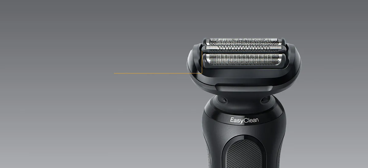 Golarka Braun na szarym tle, ukazująca nowoczesny design i funkcjonalność urządzenia.