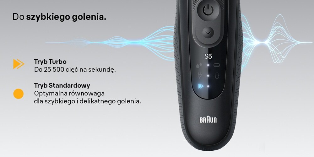 Golarka BRAUN Seria 5 52-B1000S Na mokro i sucho, dwa tryby pracy, tryb turbo, szybkie golenie, tryb standardowy, do wrażliwej skóry