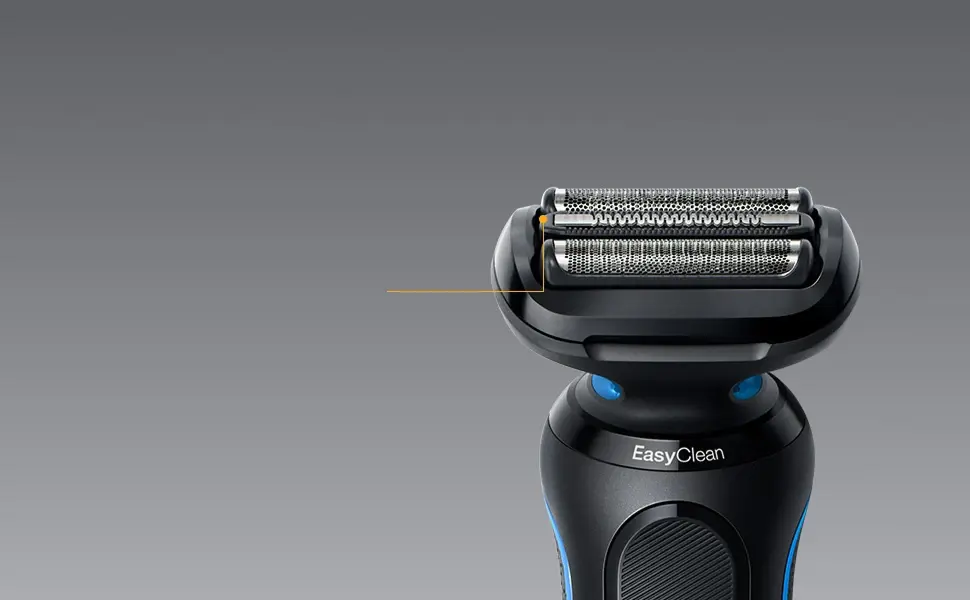 Golarka Braun na szarym tle, ukazująca nowoczesny design i funkcjonalność urządzenia.