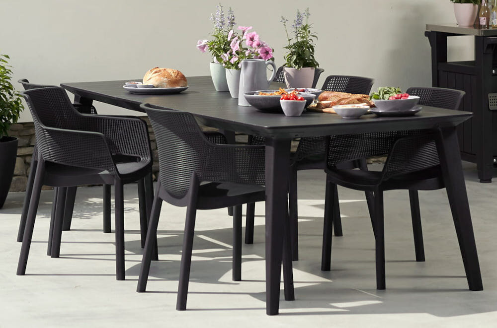 Stół ogrodowy KETER Lima 240 226562 Grafitowy na balkon taras ogród dla 8 osób w kolorze grafitowym