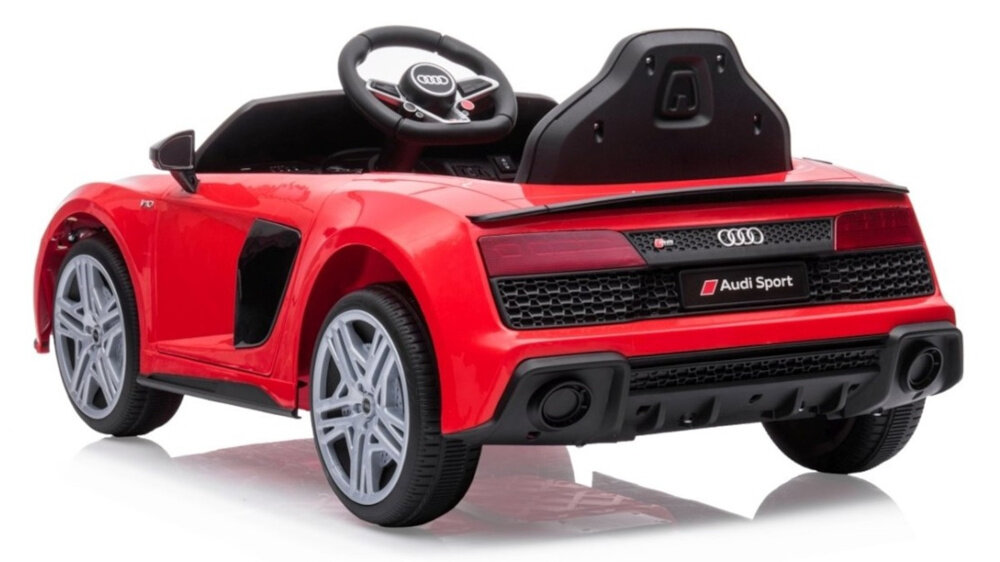 Samochód dla dziecka MILLY MALLY Audi R8 Spyder Czerwony replika kultowego samochodu Audi wysoka jakosc tworzywa sztucznego stop metalu hamulec automatyczny zatrzymanie przez sciagniecie nogi z przycisku uruchamiajacego silniki bezpieczne intuicyjne zatrzymywanie sie
