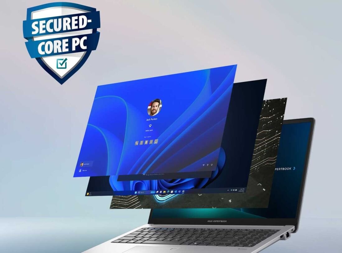 Logo Windows Secured-core PC - zaawansowane zabezpieczenia ASUS ExpertBook P1 z Windows 11 Pro