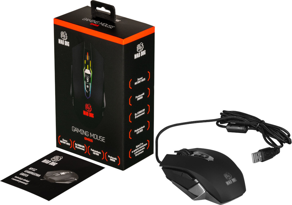 Mysz MAD DOG GM515 - MYSZ GAMINGOWA zawartość opakowania