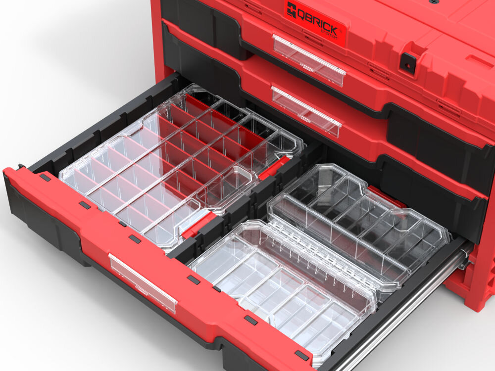 Organizer QBRICK Compact L ORGQRCLTRAPL225 w szufladzie uporządkowane stanowisko pracy organizacja