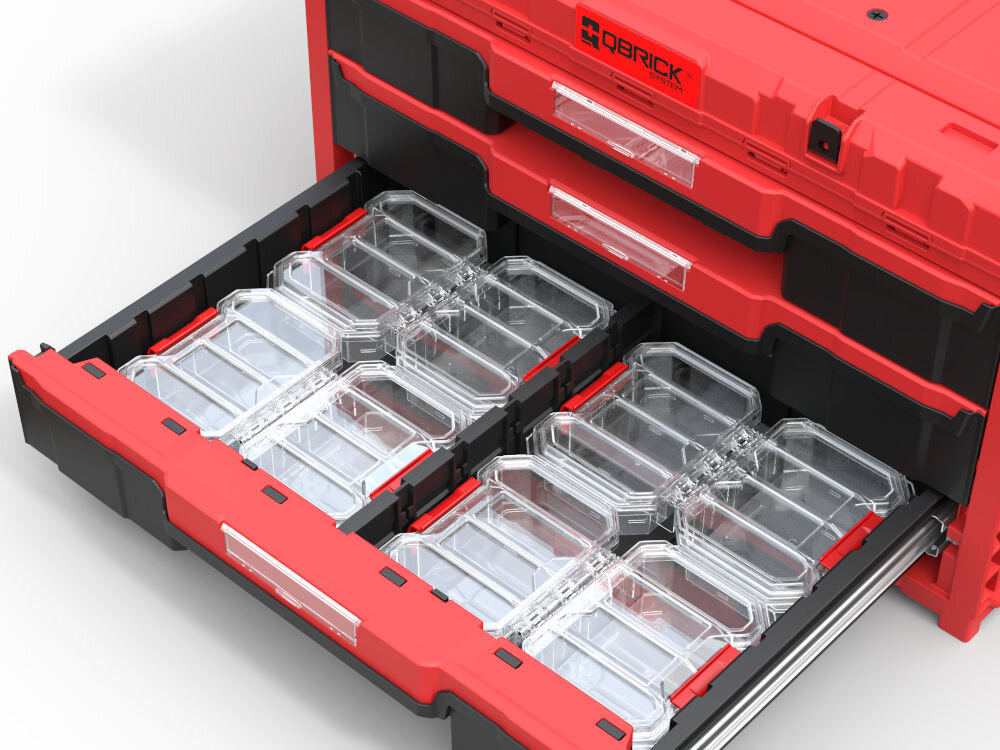 Organizer QBRICK Compact S ORGQRCSTRAPL225 w szufladzie uporządkowane stanowisko pracy organizacja