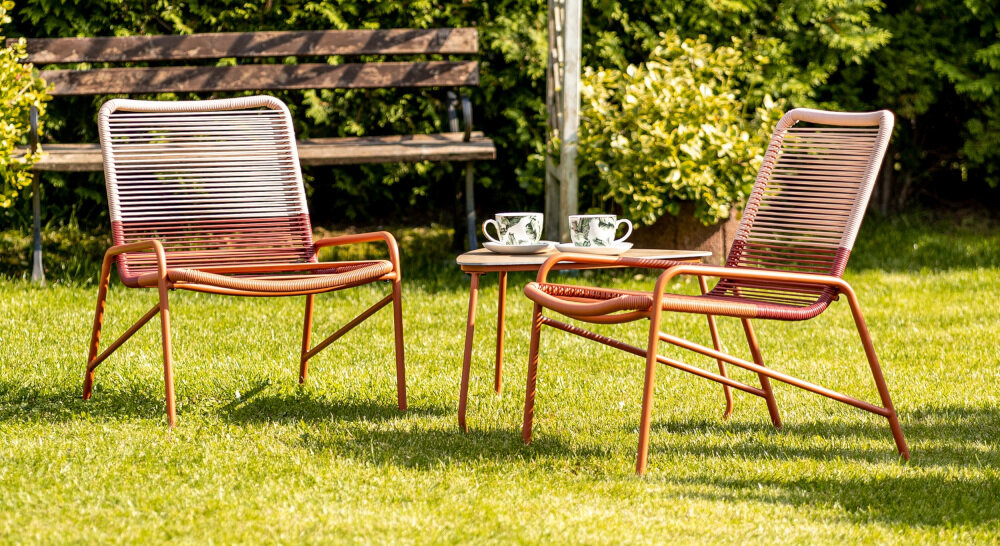 Zestaw mebli ogrodowych MIRPOL Vichy Łososiowy wysoka odporność na skrajne warunki atmosferyczne