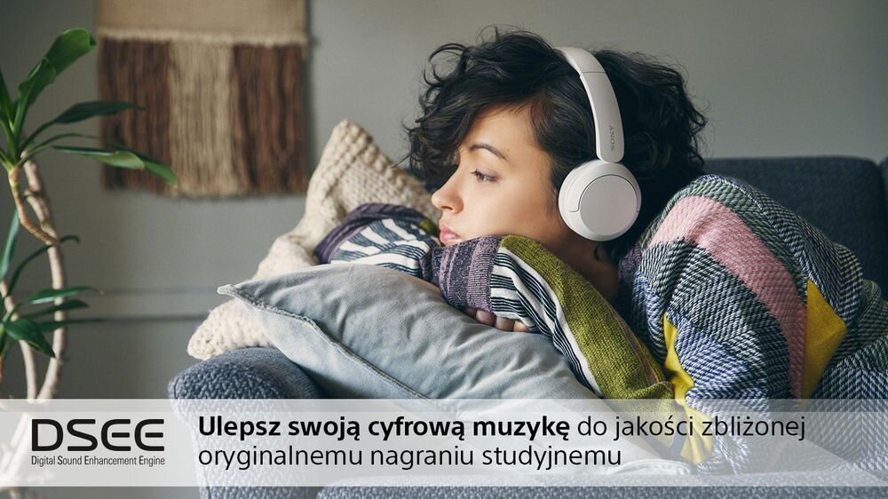 Słuchawki SONY WH-CH520 dsee personalizacja dźwięk bas ładowanie czas pracy brak zrywania połączeń sterowanie przyciski głosowe redukcja szumy 