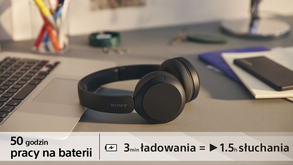 Słuchawki SONY WH-CH520 dsee personalizacja dźwięk bas ładowanie czas pracy brak zrywania połączeń sterowanie przyciski głosowe redukcja szumy 