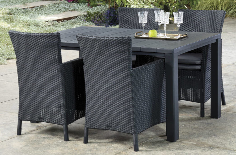 Stół ogrodowy KETER Julie 247103 Cappuccino prosta uniwersalna forma duży blat wymiary 147 x 90 x 74,5 cm obciążenie do 50 kg