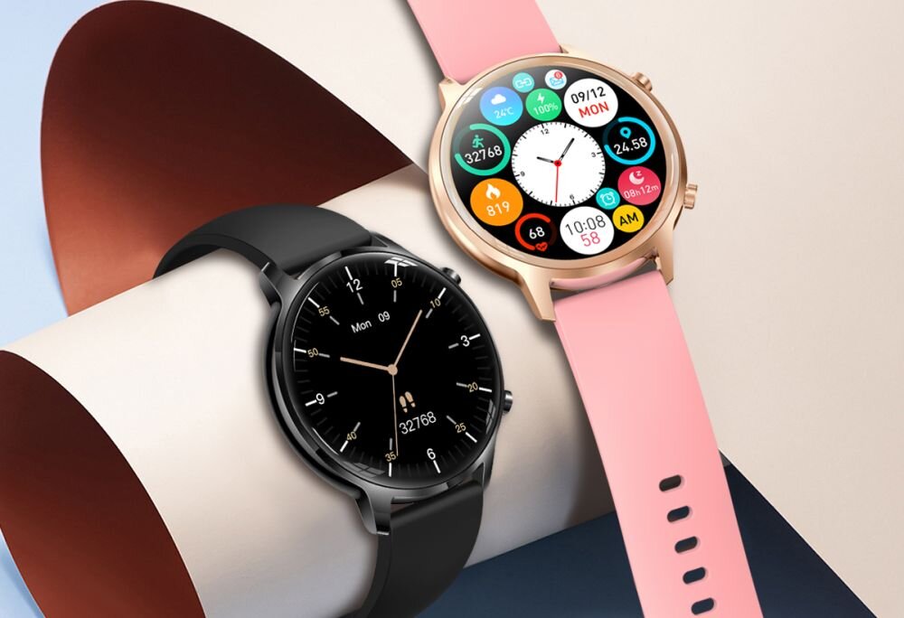 Smartwatch MANTA Kelly ekran bateria czujniki zdrowie sport pasek ładowanie pojemność rozdzielczość łączność sterowanie krew puls rozmowy smartfon aplikacja