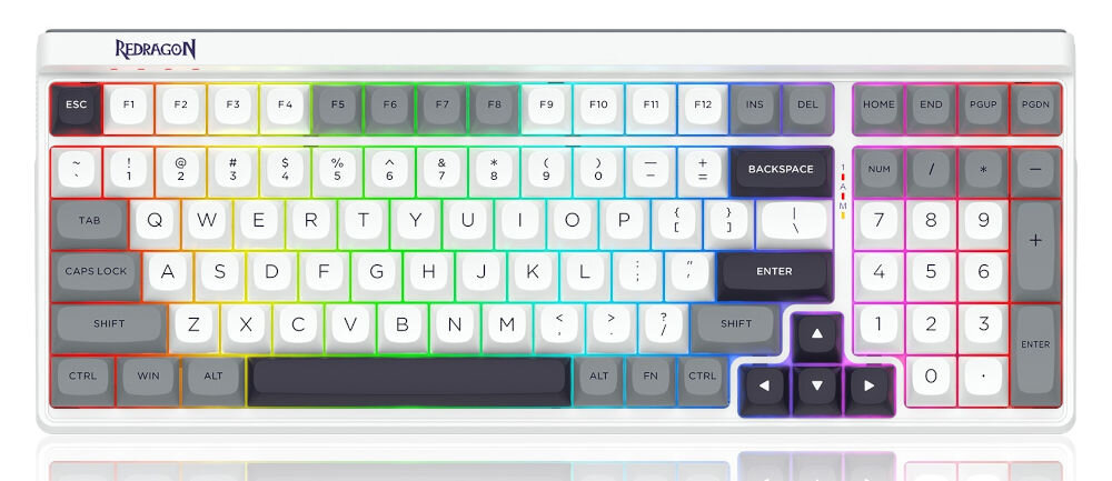 Klawiatura REDRAGON Garen Pro K656WGB-RGB-PRO prezentacja klawiatury na białym tle 100 klawiszy pełny układ komfortowe narzędzie