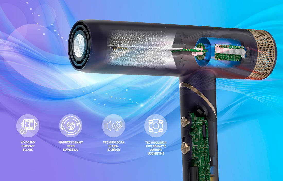 Suszarka do włosów WEBBER HD-1998 2w1 Stella Cicha praca stylizacja włosy relaks atmosfera