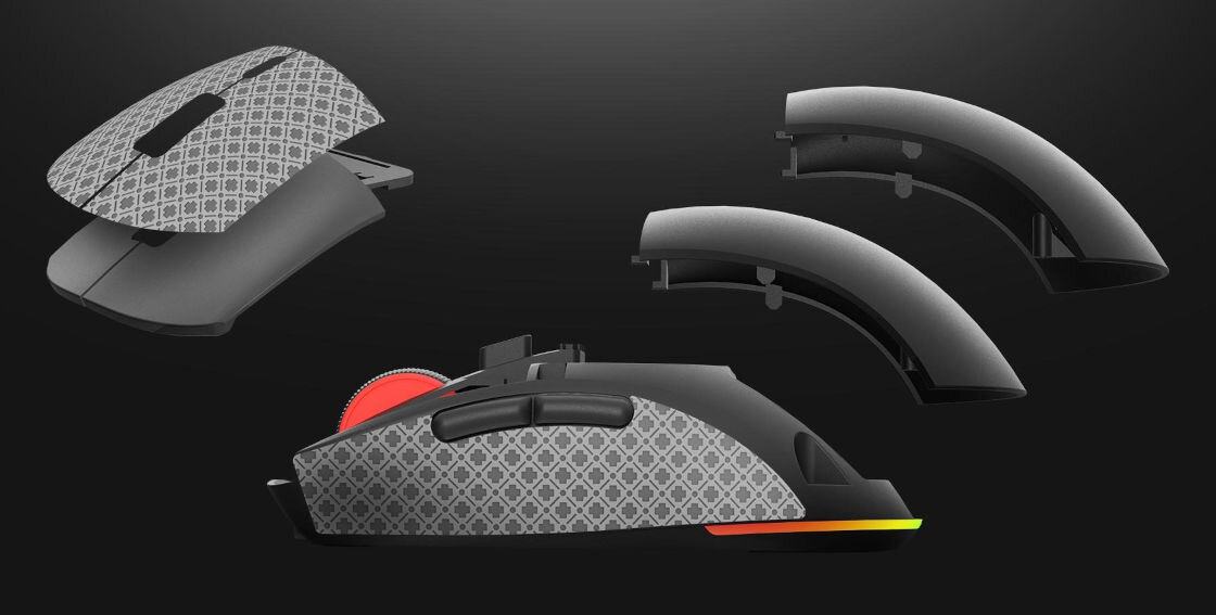 Mysz GENESIS Zircon XIII Czarny mysz dla praworęcznych graczy wymienne panele dołączone gripy przeciwpoślizgowe