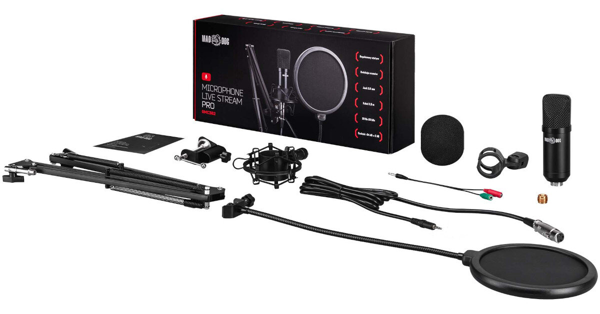 Mikrofon MAD DOG GMC302 zawartosc opakowania