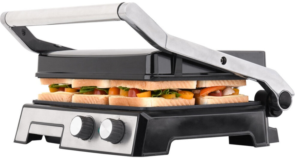 Grill elektryczny LUND 67457 Regulacja płyt grzewczych dostosowanie cienkie warzywa grubsze kawałki mięsa