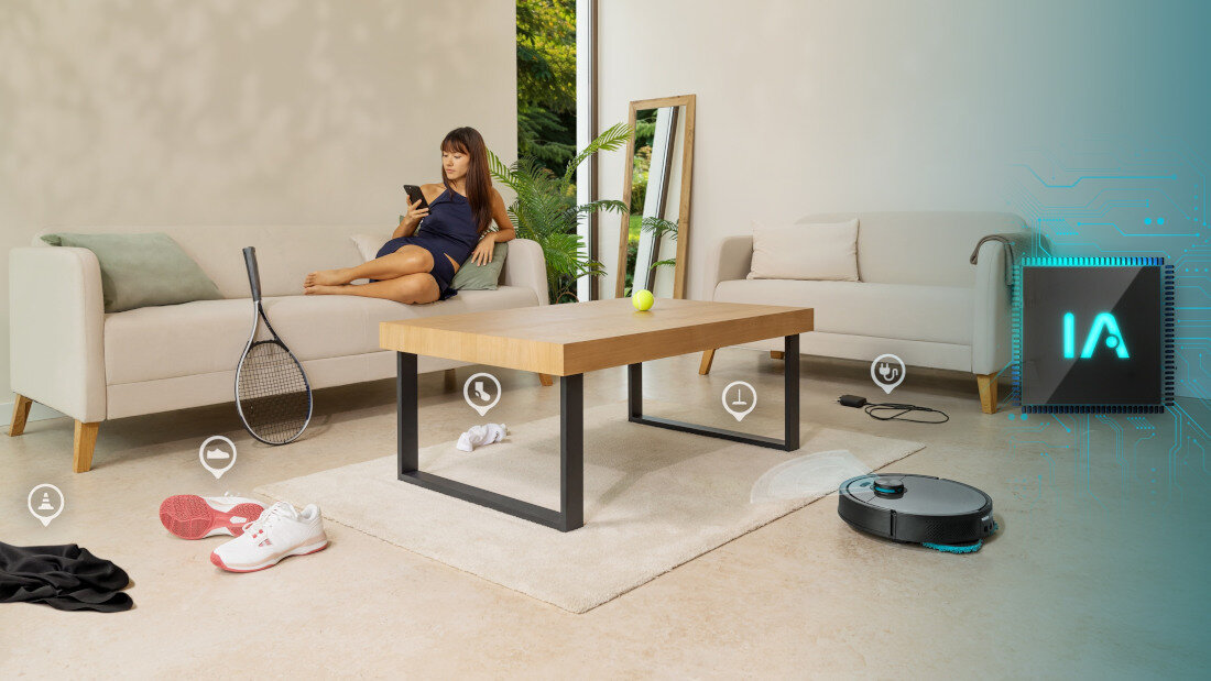 Robot sprzątający CECOTEC Conga 20090 ProAI InfinitySoap zdjęcie lifestyle Dokładna nawigacja AI Nawigacja laserowa chip 3DIANA  kamerę Video Manage kable, buty czy skarpetkir