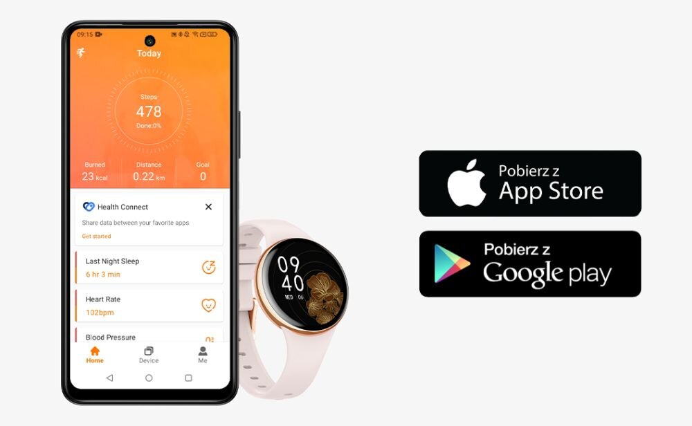 Smartwatch MYPHONE Watch Mini zarzadzanie jezyki android ios wyniki trening